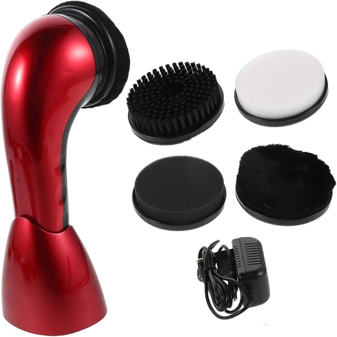 FRCOLOR Portable Electric Shoe Cleaner Brush with Interchangeable Heads for Leather Shoes and Sneakers, Automatic Polishing Machine for Deep Cleansing and Daily Maintenance at Home