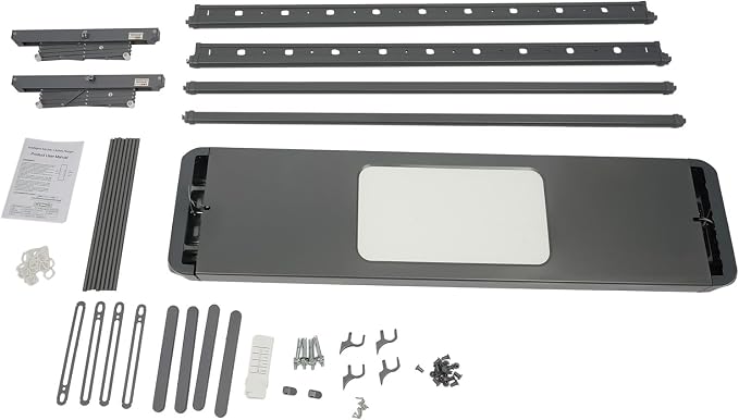 Electric Clothes Airing Rack,Adjustable Ceiling Mounted Smart Control Clothes Airing Rack w/ LED Lighting & 2 Retractable Rods,Vertical Laundry Clothesline w/ 8 Horizontal Rods for Balcony (Gray)