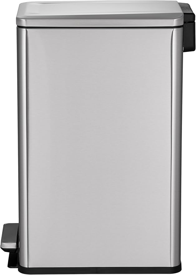 Step N’ Sort Slim Dual Recycling Bin 43L (2 x 21.5L) – Soft Close Kitchen Trash Can – Space Saving Stainless Steel – Removable Buckets