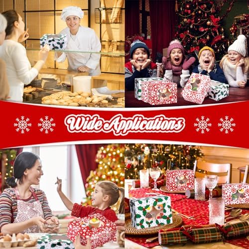 Tenceur 30 Pcs Christmas Cookie Box Window,8.3 x 5.9 x 3.7'',Classic