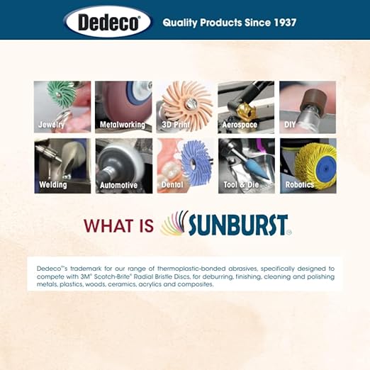 Dedeco Sunburst Radial Bristle Discs 48-Pack - 9/16" Curved - Peach 2500 Grit (Extra-Fine, 6 Micron) - Aluminum Oxide for Polishing & Finishing