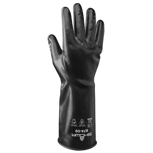 SHOWA 874 Butyl Chemical Resistant Safety Glove with Smooth Grip, Unlined, 14 mil Thick, 14" Length, X-Large (1 Pair)
