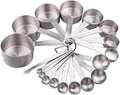 Measuring Cups and Spoons Set, 18/8 Stainless Steel Measuring Cups and Spoons Set for Kitchen & Baking, Heavy Duty Metric & US 8 Measure Cups & 9 Spoons & 1 Leveler