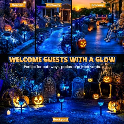 GIGALUMI Solar Halloween Lights Outdoor Decor, Solar Pathway Lights 8 Pack