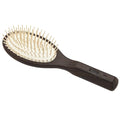Ibiza Hair Oval Paddle Detangling Brush (CX1) | Natural Wooden Pins to Stimulate Scalp & Reduce Drying Time | Durable, Lightweight Carbonized Wood | Hypoallergenic Design