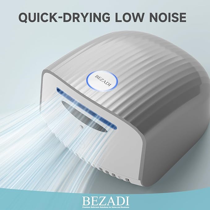 1200W Commercial Hand Dryer, High-Speed Hot & Cold Wind, Wall Mounted, Automatic Hand Dryer for Home, Bathroom, Industry - 110V, Silver, ABS Material