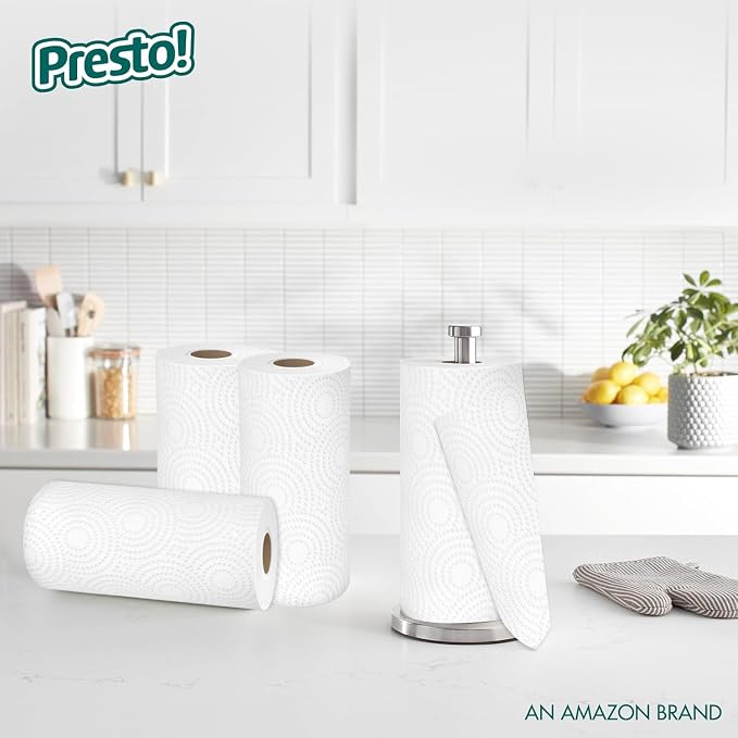 Amazon Brand - Presto! Ultra-Strong Premium Paper Towels, 158 Sheet Huge roll - Flex-a-Size, 6 Rolls, Equivalent to 19 Regular Rolls, White