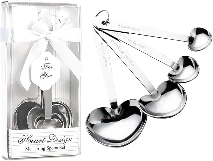 40 Packs Love Heart Shape Design Measuring Spoons Set for Bridal Shower Party or Wedding Favors,Gifts or Souvenirs to Guests with Handmade Gift Boxes,Christmas/Holiday Party Decor