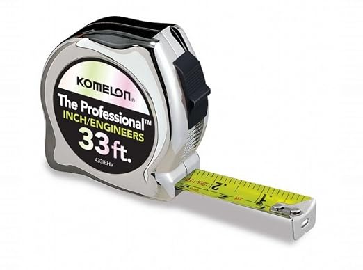 Komelon 433IEHV 6 Pack 33ft. x 1in. The Professional Tape Measure, Chrome