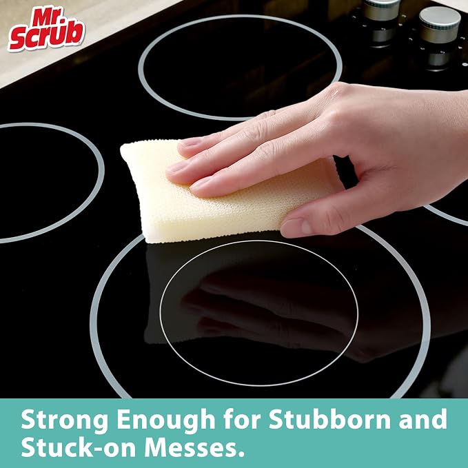 Mr. Scrub All-Purpose Sponges, Non Scratch, for Washing and Cleaning Dishes, Premium Scrub and Scrubbers, 12 Pads, Ideal for Kitchen, Bathroom