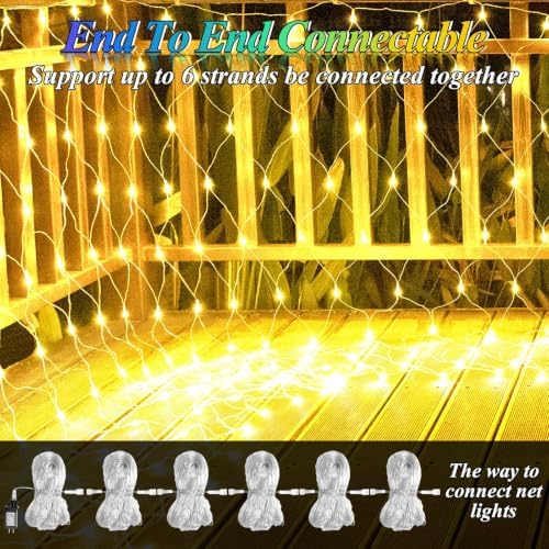 120LED Net Lights, 5ft x 5ft Christmas Net Lights Outdoor 8 Modes Timer