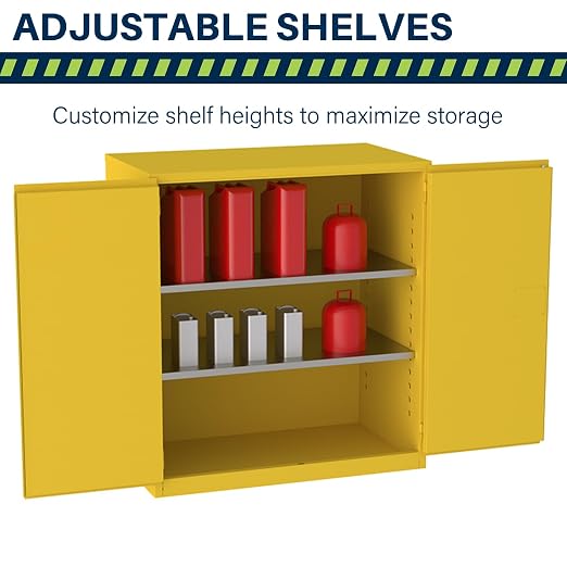 Jamco 120 Gallon Steel Flammable Safety Cabinet, Manual Doors, Yellow | All-Welded Double-Wall Steel Flammable Storage Cabinet, Lockable Doors, 59"W X 34"D X 65"H, Osha & Fm Certified, Made In Usa