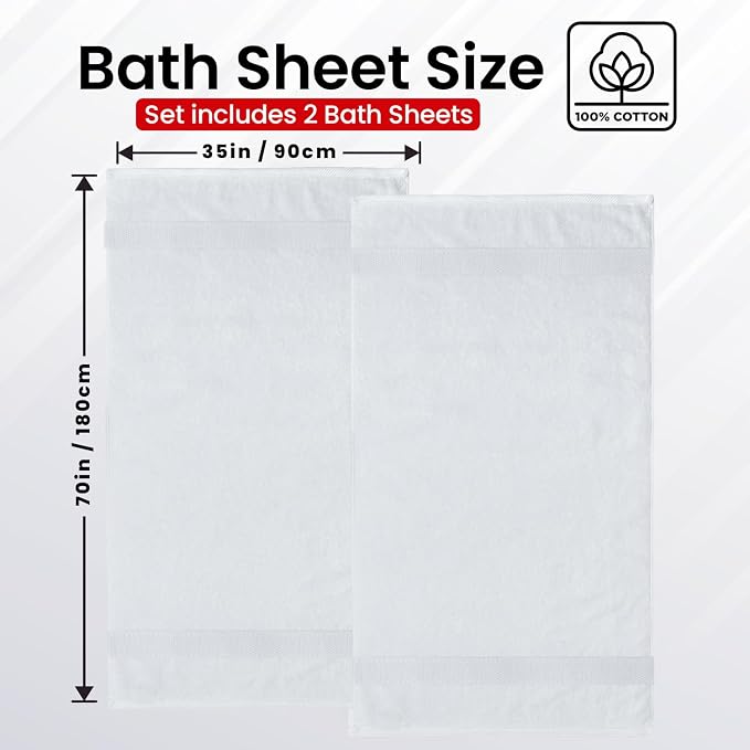 Infinitee Xclusives Jumbo Bath Sheets Towels for Adults – 600 GSM (35X70 Inches)– 100% Ring Spun Cotton, Soft and Absorbent Large Bath Towels for Bathroom (Brilliant White)