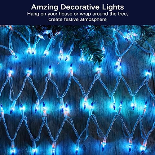 Brizled Incandescent Blue Christmas Lights, 69.6 ft, 300 Count, White Wire