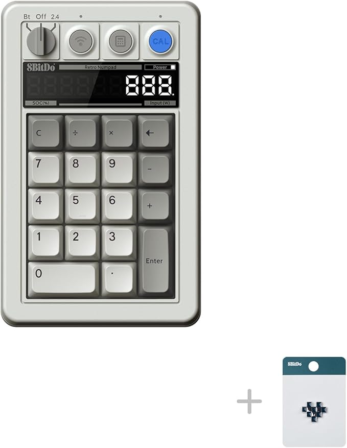 8Bitdo 18 Key Retro Mechanical Numpad, Supports PC & Standard Calculator Mode, Hot-swappable, PC Calculator Shortcut Button, Bluetooth/2.4G/Wired for Windows and Android - M Edition
