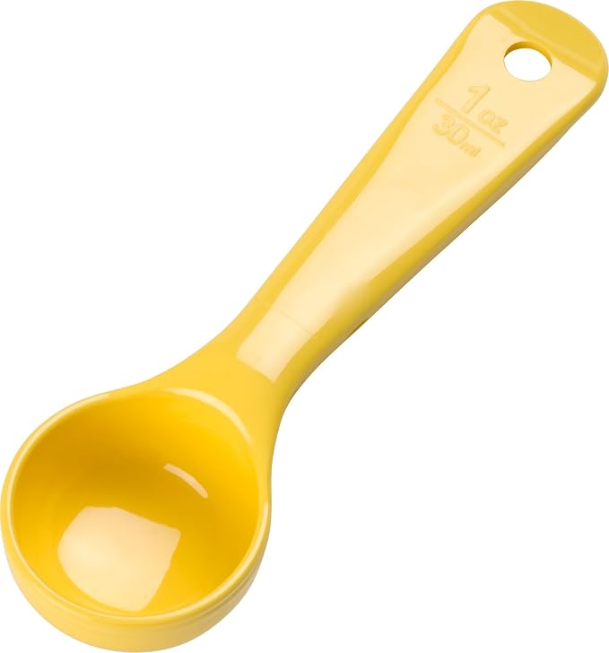 Carlisle FoodService Products 492104 Measure Miser Solid Measuring Spoon with Short Handle, 1 Ounce, Yellow