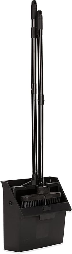 SPARTA Duo-Pan Upright Dust Pan and Broom Set, Essential Cleaning Tools for Home and Commercial Use, 36" Handle, 1 Count, Black