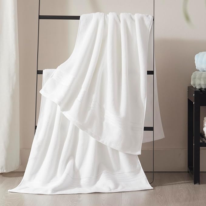 COZYART Luxury Bath Towel Set 3 PCS, White 100% Turkish Cotton 650 GSM | OEKO-Tex 100 Certified Zero Twist Ring Spun, Soft Absorbent Quick Dry, Plush Fluffy, Breathable Hotel Quality for Daily Use