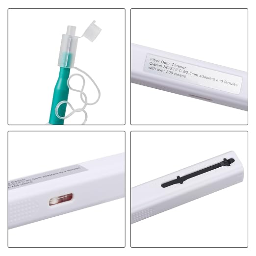 2Pcs Fiber Optic Cleaning Pen for SC/ST/FC Connectors - 2.5mm Ferrules, 800+ Reusable Professional Tool with Micro Brush, Compatible with Ethernet, LAN, Telecom & Datacom
