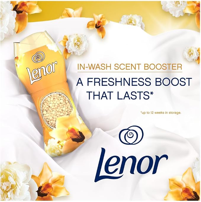 Lenor In-Wash Laundry Scent Booster Beads, 570g, Gold Orchid, A Boost Of Freshness For Up To 12 Weeks In Storage