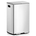 mVm Dual Trash Can, 16 Gal (2x8Gal) Kitchen Trash Can with Soft-Close Lid, Brushed Stainless Steel Recycling Bin for Home Office, Anti-Fingerprint (Silver)