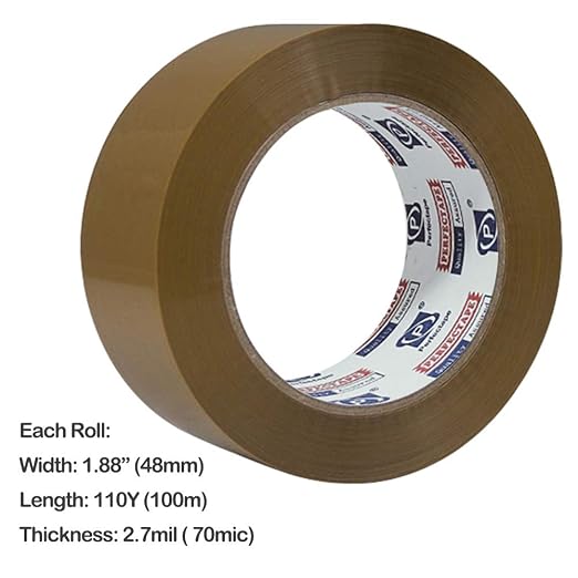 PERFECTAPE Heavy Duty Brown Packing Tape, 1.88 in x 100m, 6 Rolls | Total 600 meters, 2.7 mil, Ultra Strong, Refills for Moving, Packaging and Shipping