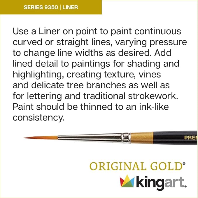KINGART Premium Original Gold Series Handcrafted Golden Taklon Multimedia Artist Brushes, Set of 12, Black Glosss Handle, for Oil, Acrylic, Watercolor & Gouache Paints