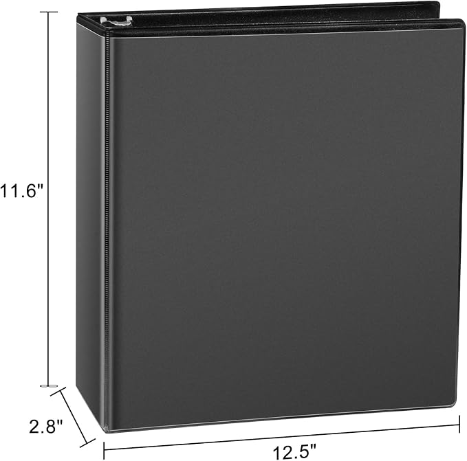 CIXILDTS 2-inch D Ring Binders, Fit US Letter Size Paper, 2" 3 Slant-D Ring Binder with 2 Pocekts, 12-Pack, Black