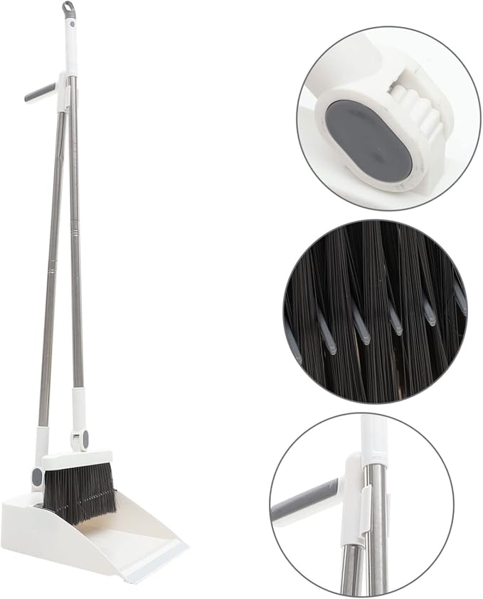 Broom and Dustpan Set with Ergonomic Handle Lightweight Indoor Outdoor Cleaning Kit