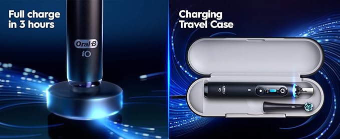 Oral-B Rechargeable Electric Toothbrush, iO9 Genius, 7 Cleaning Modes, Interactive Display, Charging Travel Case, Visible Pressure Sensor, 4 Brush Heads, White Alabaster