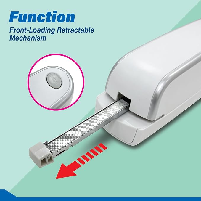 Electric Stapler, Automatic, Portable, 210 Staples Capacity, 25 Sheet (26/6 Staple) Capability, Dual Power Mode, Quiet Under 80dB, Flat Clinch Design for Office, Home, and Crafts