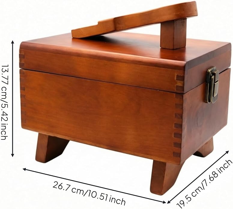 Shoe Polish Shoe Care Box Organizer Storage Carrier With Wooden Build Hinged Lid Latch Closure Elevated Base Portable Handle suitable for travel between rooms office storage home care , style to 1