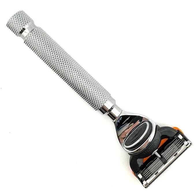 Parker Fusion Compatible Razor, Chrome Weighted Metal Handle | Weighted Chrome Metal Handle For Balanced Control; Compatible With Gillette Fusion Cartridges And Includes One Cartridge