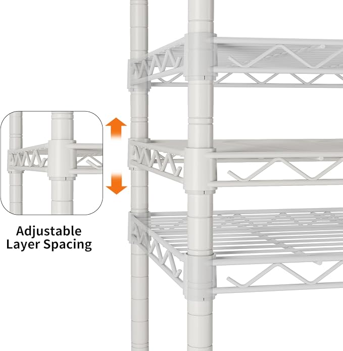 SINGAYE 3 Shelves Storage Shelf Wire Shelving Unit Metal Adjustable Wheels | Small Shelf Storage with Wheels Organizers Closet Unit for Bathroom Laundry Room Kitchen Pantry11.5D x 17.5W x 30.5H White