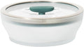 Anyday 4-Cup Glass Cookware Container (Kale) | Microwave-Safe Reheating, Plastic-Free Shallow Food Storage, Stackable Airtight Steamer, Vented Lid, Steaming Vegetables