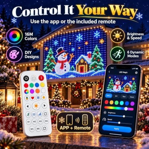 Smart Animated Christmas Tree Lights - App Control, DIY Pixel Light Show (1m*1m)