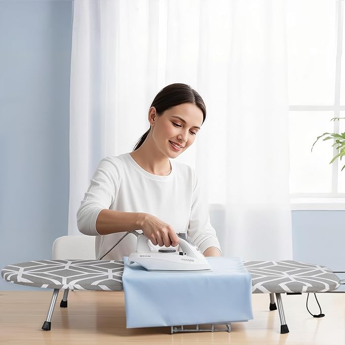 Tabletop Ironing Board, Foldable Small Ironing Board with Iron Holder Portable Mini Iron Board for Small Spaces Compact Table top Small Ironing Table for Dorms, Aprtment, RVs, Travel, 32"x12"
