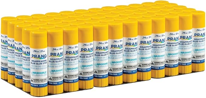 Prang Washable Glue Stick, Blue, 0.74 oz., 60 Count