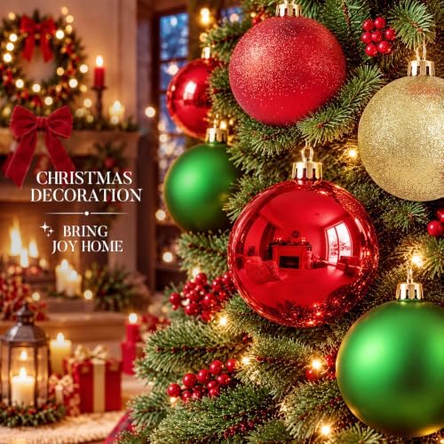 Jenaai 12 Pcs Large Christmas Ball Ornaments, 6 Inch Big Oversized Shatterproof Christmas Tree Decorations Matte Glitter Giant Jumbo Plastic Hanging Baubles for Xmas Holiday Party Indoor Outdoor