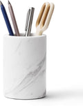 Natural Marble Pen Holder for Desk, Handcrafted Volakas Sturdy Desk Organizer for Office Supplies Storage Desktop Stationary Makeup Brushes Cup Pencil Holders for Home White (DL002)