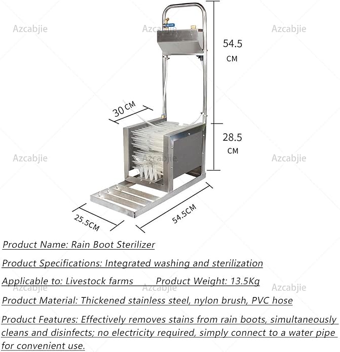 Stainless Steel Boot Scraper & Shoe Cleaning Machine | With Water Spray Gun,Automatic Mud Remover Boot Washer for All Livestock Farm Rain Boots