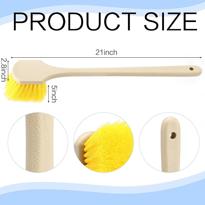 Lounsweer 3 Pack Acid Brushes 20 Inch Professional Scrub Brush with Long Handle Cleaning Tools for Auto Wheels, Mortar, Concrete, Boat