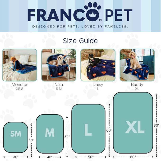 Superman DC Comics Waterproof Dog Bed Cover, XL 60x80 Pet Blanket for Furniture Bed Couch Sofa, (Officially Licensed) by Franco