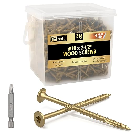 #10 x 2-1/2” Deck Screws, 316Pcs Star Drive Wood Screws | Rust Resistant Timber Screws for Timber/Log/Landscaping Wood, T25 Star Bit Included, Gold