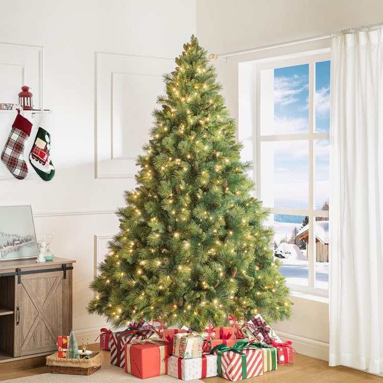 Naomi Home 7.5ft Artificial Prelit Pine Cone Christmas Tree