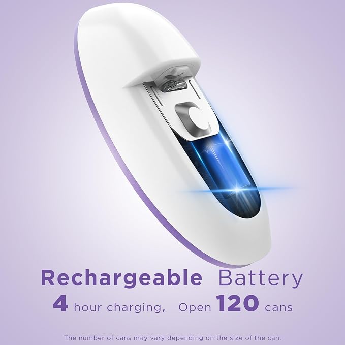 Canslab Ultrablade PRO Electric Can Opener,USB Rechargeable,Smart Auto Stop | Automatic Can Opener for Seniors with Arthritis, Handsfree Side Cut with Smooth Edge, Cordless, Kitchen Wall Mountable, Lilac