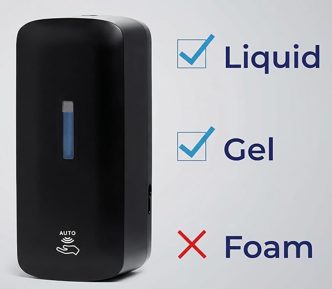 Automatic Soap Dispenser with Extra Large 40 oz. Capacity (Liquid/Gel) - Wall Mounted Hand Soap or Touchless Hand Sanitizer Unit for Commercial or Home Bathrooms - ADA Compliant (Black)