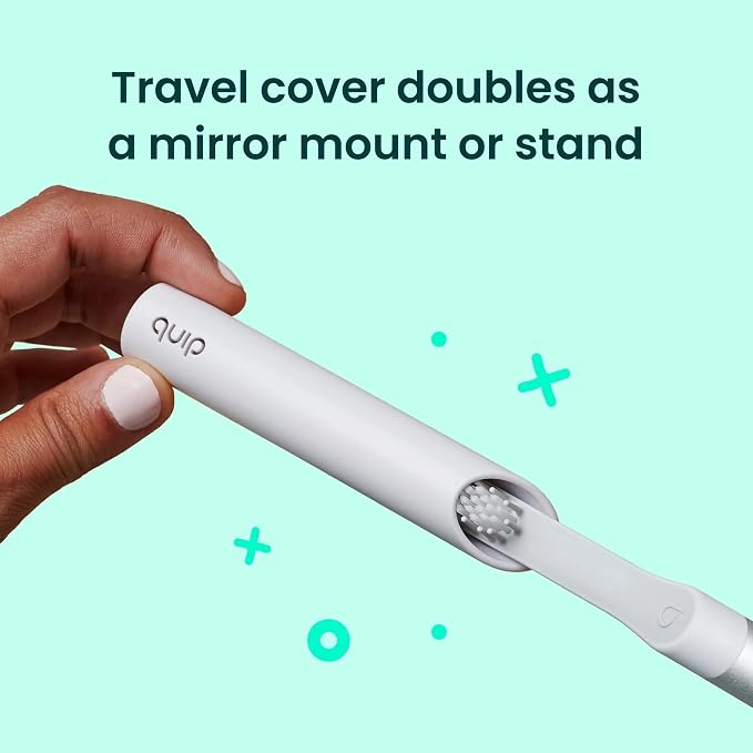 Quip Metal Sonic Electric Toothbrush for Adults - Time Travel & Soft Bristles with Travel Case & Replacement Brush Head - 3 Month Battery Life, Sunset