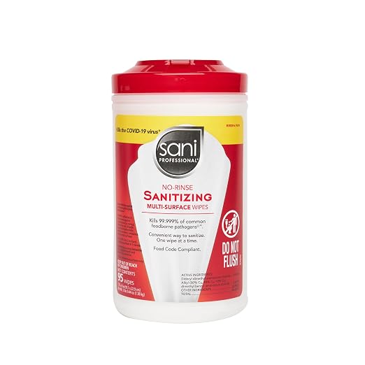 PDI Sani-Professional Sanitizing Wipes, No-Rinse Multi-Surface Cleaning for Food Contact Surfaces, Kitchens, Restuarants Tables, 95 Large 7.75" x 9" Count per Canister, Pack of 6