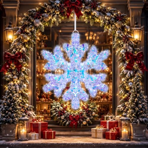 Nuanchu 3 Pcs 19" LED Christmas Snowflake Light Decor, Sixpetaled Snowflake
